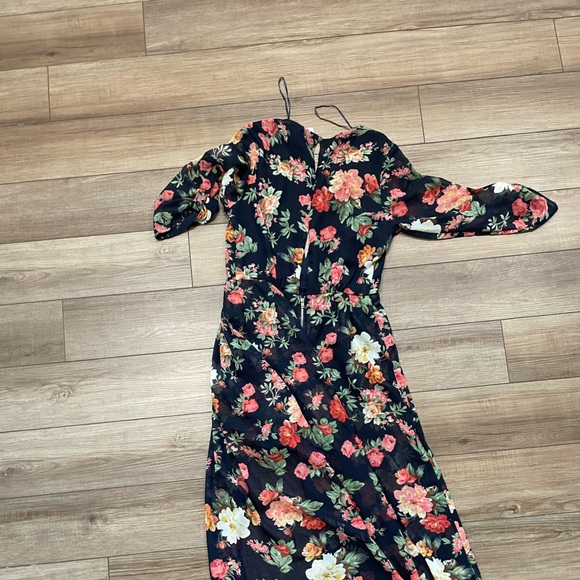 Floral Long Sleeve Romper with Skirt - Picture 4 of 5